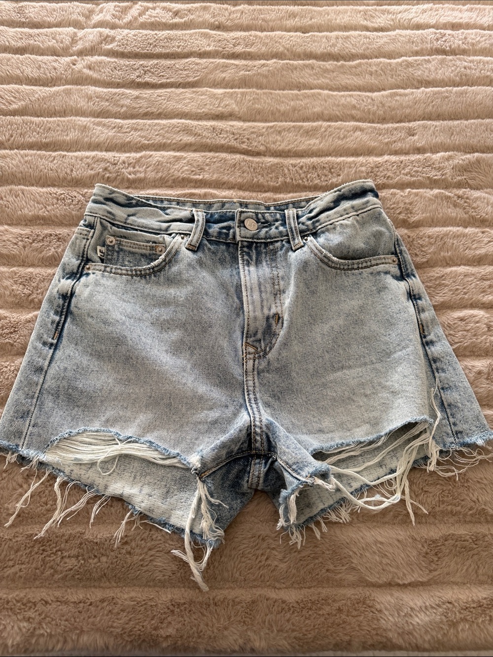 Lovers + Friends Light Blue Distressed Denim Cutoff Shorts
